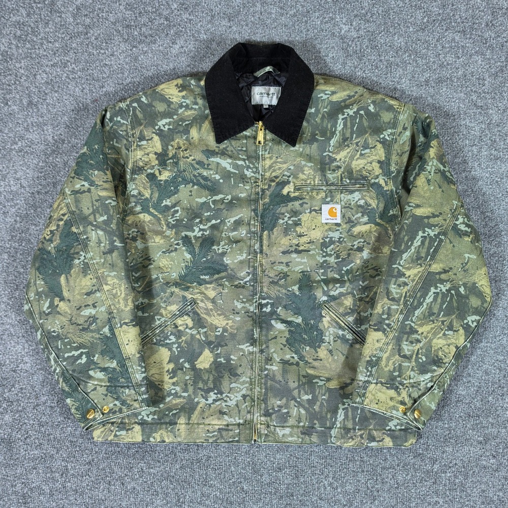 Carhartt WIP OG Detroit Jacket Camo Tree Green Organic Cotton Mens Size XL